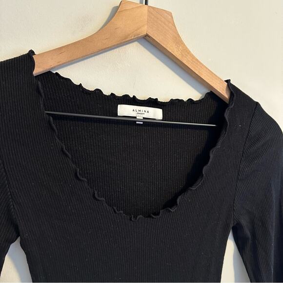 Almina Concept Black Ribbed Top Medium - Picture 9 of 11